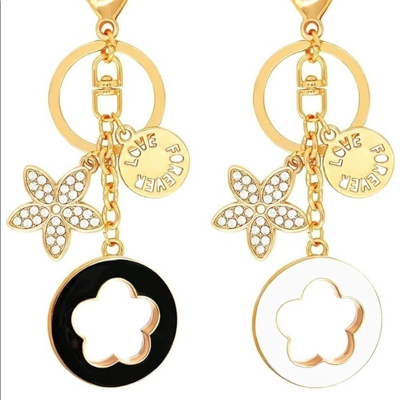 Designer Inspired Purse Charm/key Chain White&Gold - Picture 5 of 5